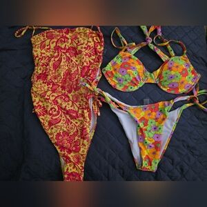 NWOT Floral Multicolor Bikini (2 Sets) Size Medium